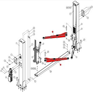 Трехсекционная лапа левая 760–1460 V2-5.5 RAL1018 (BN-2.55PS-A-3000-00A.RAL1018)
